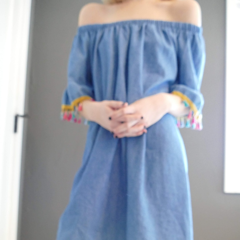 Off-the-Shoulder Denim Dress